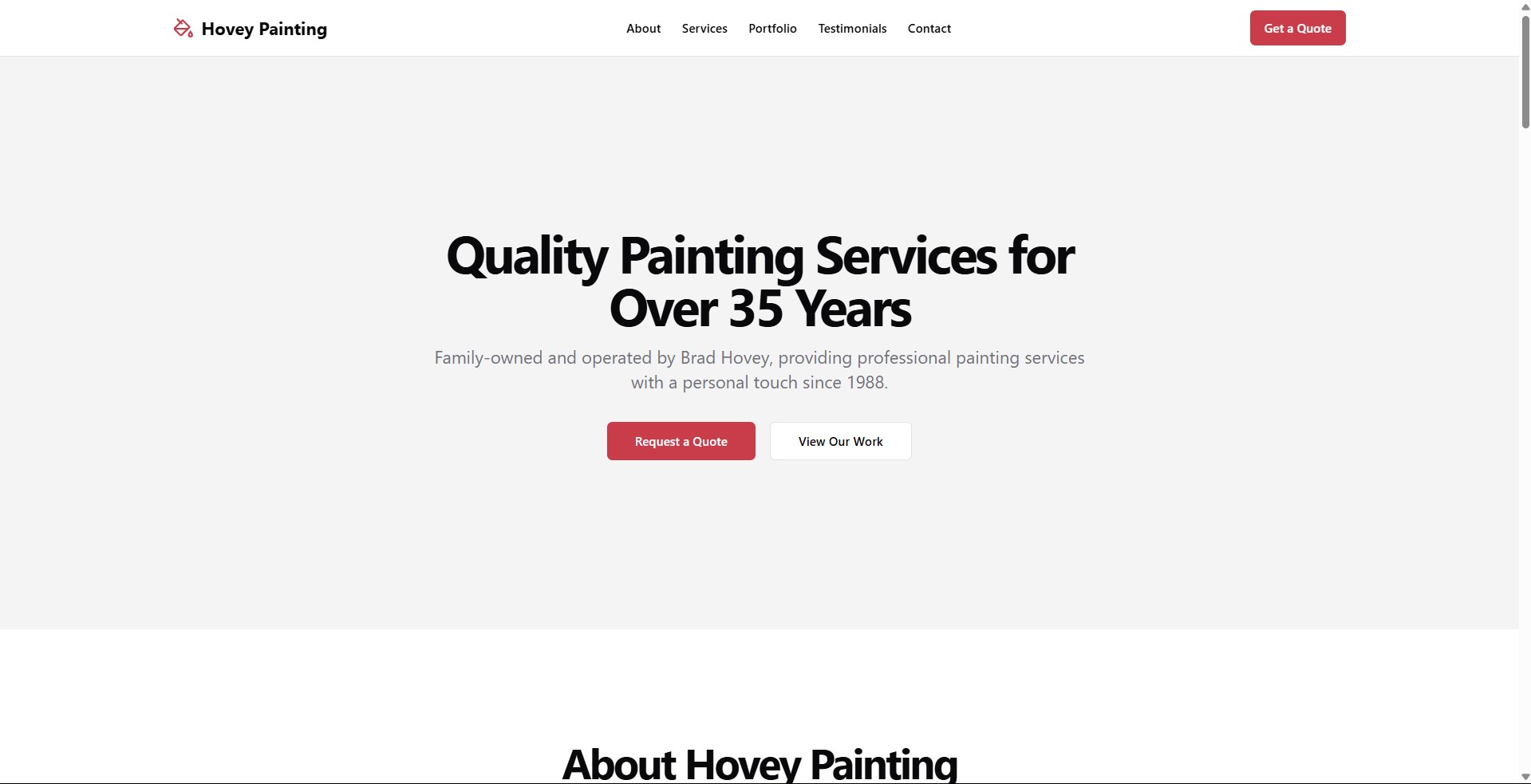 Hovey Painting Landing Page