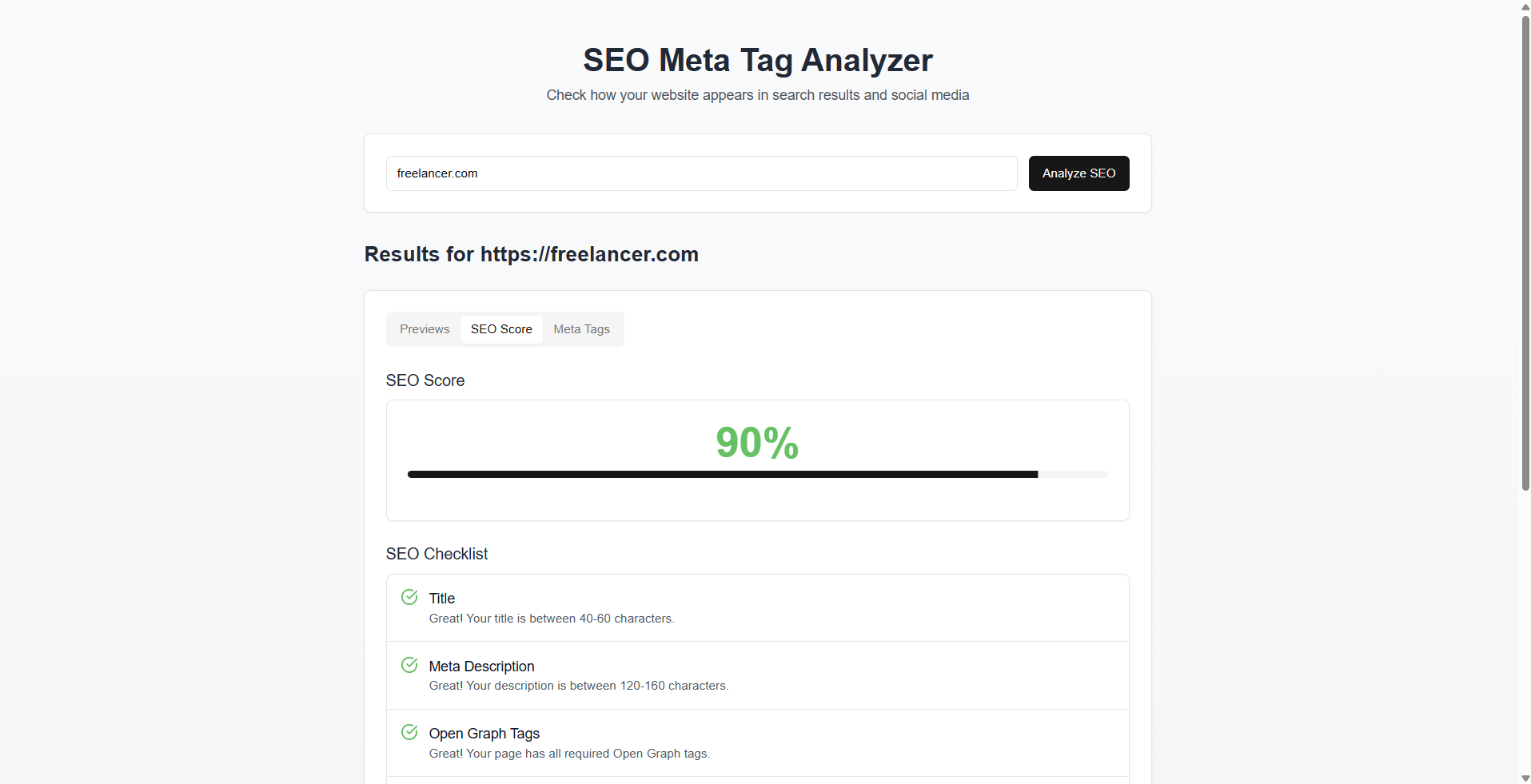 SEO Meta Tag Analyzer